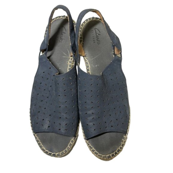 Clarks Women's Petrina Gail Wedge Sandal Navy Espadrille size 10 - Picture 5 of 7